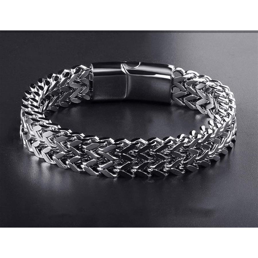 【並行輸入品】Albert Classic Titanium Steel Trendy Metal Chain Link Bracelet wの画像