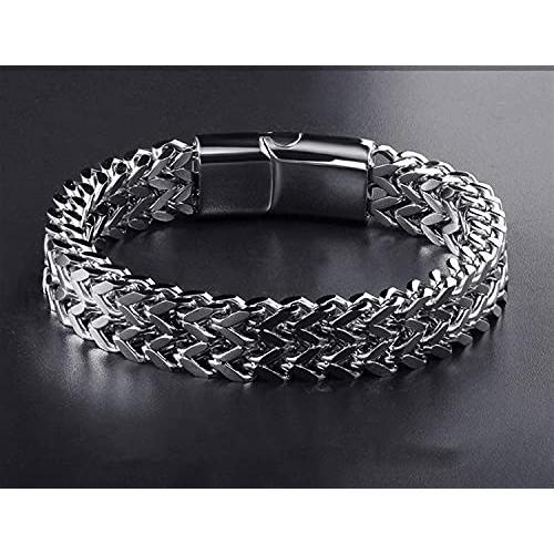 【並行輸入品】Albert Classic Titanium Steel Trendy Metal Chain Link Bracelet wの画像
