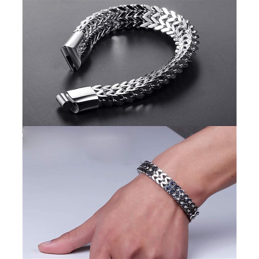 【並行輸入品】Albert Classic Titanium Steel Trendy Metal Chain Link Bracelet wの画像