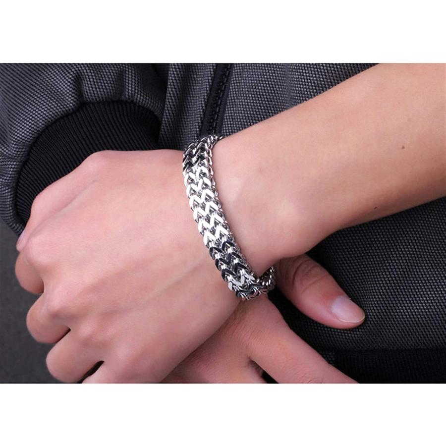 【並行輸入品】Albert Classic Titanium Steel Trendy Metal Chain Link Bracelet wの画像