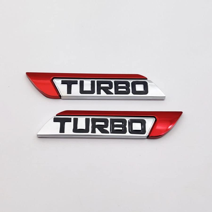 【並行輸入品】レッド 3D ターボ ロゴ 車 SUV ボディ フェンダー エンブレム バッジ メタル ステッカー デカール レッド 2個 2Pcの画像