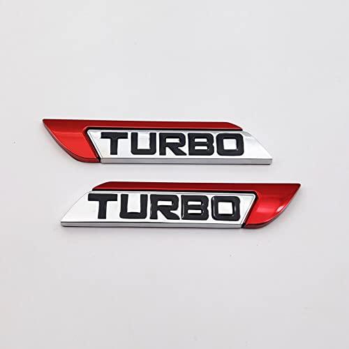【並行輸入品】レッド 3D ターボ ロゴ 車 SUV ボディ フェンダー エンブレム バッジ メタル ステッカー デカール レッド 2個 2Pcの画像