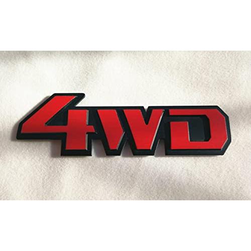 【並行輸入品】メタルクロームレッド 4WD 4x4 車 リアトランク テールゲート エンブレム バッジ デカール ステッカー SUV (レッド)の画像