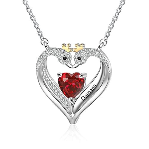 【並行輸入品】Zomodia Personalized Swan Necklace， Simulated Birthstone Necklac