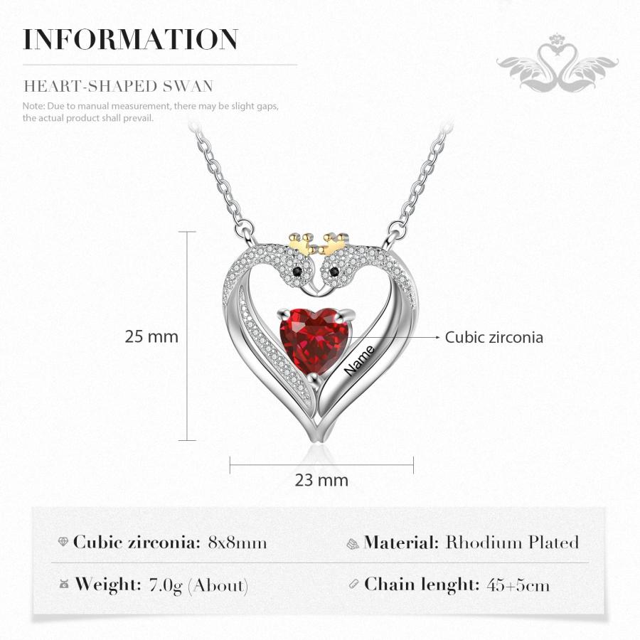 【並行輸入品】Zomodia Personalized Swan Necklace， Simulated Birthstone Necklac