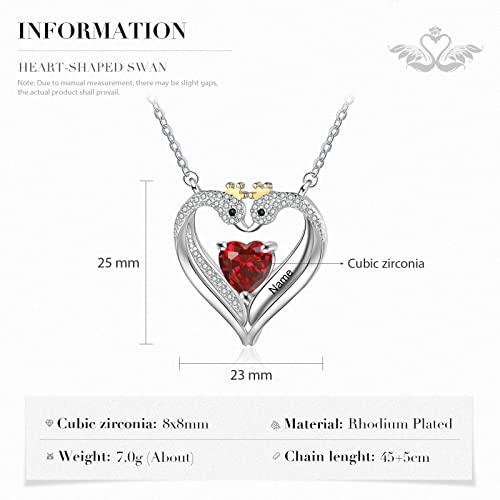 【並行輸入品】Zomodia Personalized Swan Necklace， Simulated Birthstone Necklac