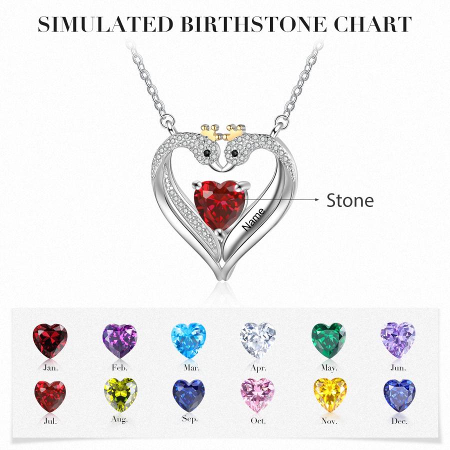 【並行輸入品】Zomodia Personalized Swan Necklace， Simulated Birthstone Necklac