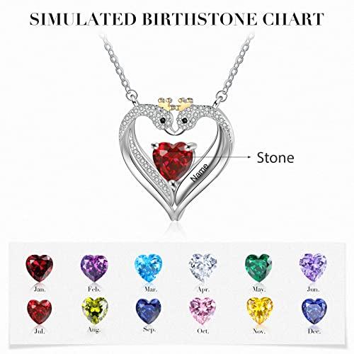 【並行輸入品】Zomodia Personalized Swan Necklace， Simulated Birthstone Necklac