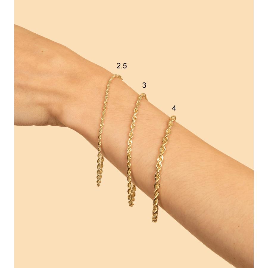 【並行輸入品】Olive & Chain 14k Solid Gold Rope Chain Bracelet for Men/Women,の画像
