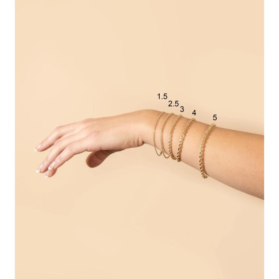 【並行輸入品】Olive & Chain 14k Solid Gold Rope Chain Bracelet for Men/Women,の画像