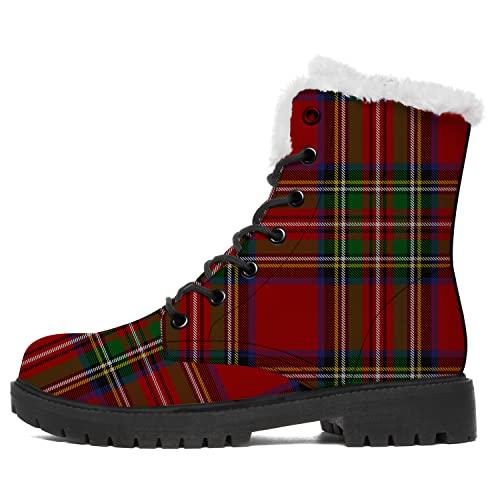 Plaid Boots Womens Mens Snow Boots Combat Boots Green Black Buff 並行輸入品｜best-style｜02