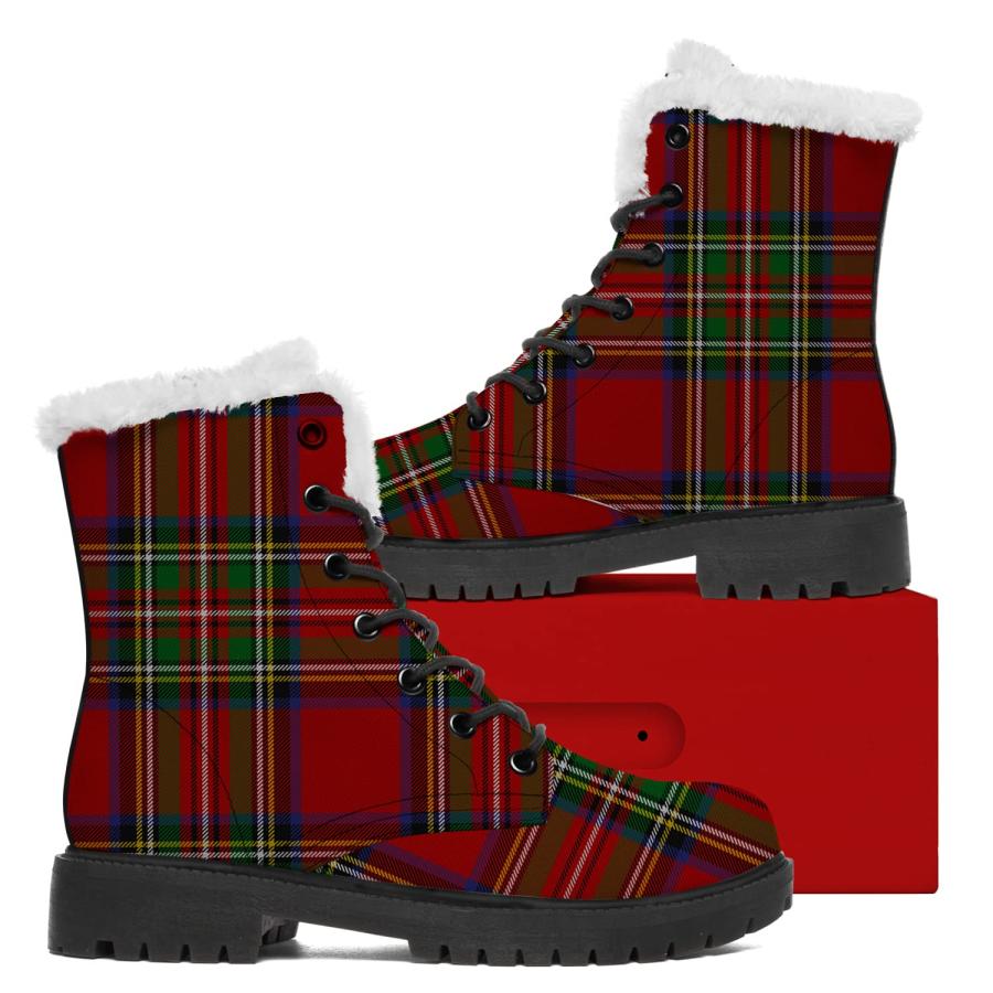 Plaid Boots Womens Mens Snow Boots Combat Boots Green Black Buff 並行輸入品｜best-style｜04
