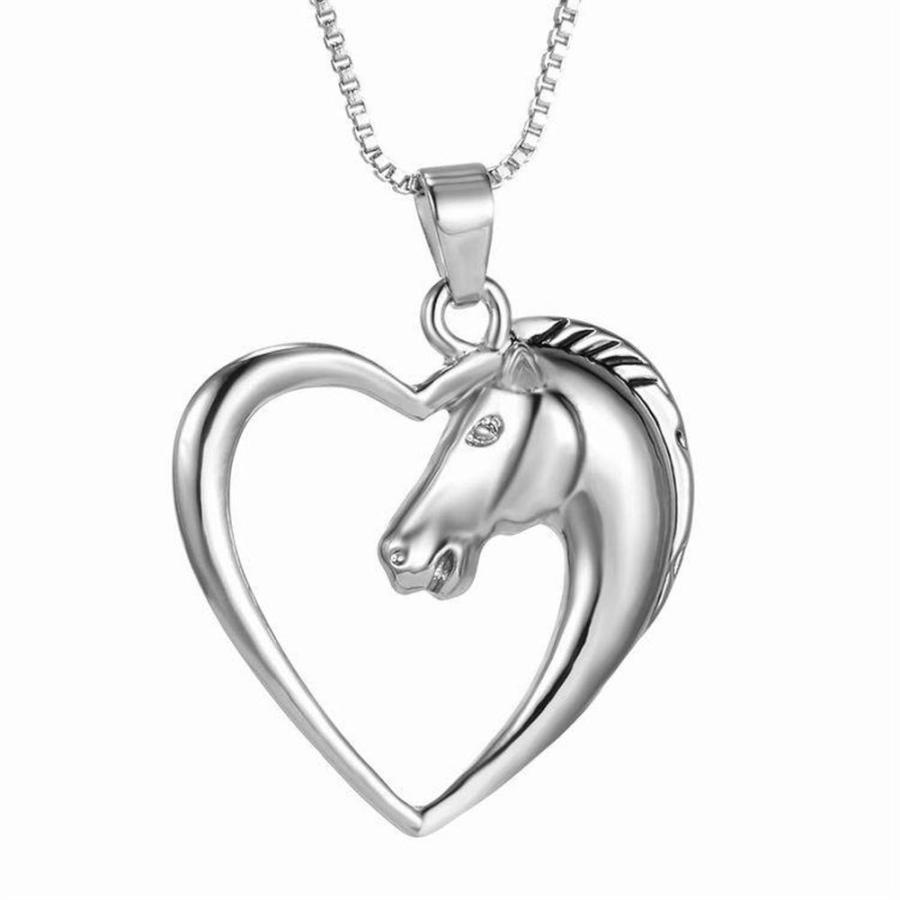 並行輸入品】ホースハートネックレス かわいい動物の馬の頭 ラブハート