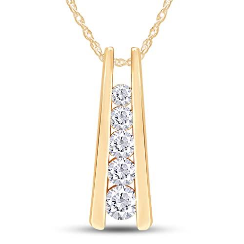 【並行輸入品】SAVEARTH DIAMONDS 1.25カラット ラウンドカット 人工モアッサナイトダイヤモンド 5ストーン ジャーニーバー_1