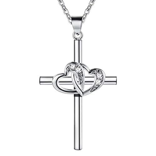【並行輸入品】Littlepa Silver Cross Necklace for Women Men Teen Girls Gifts fo_1