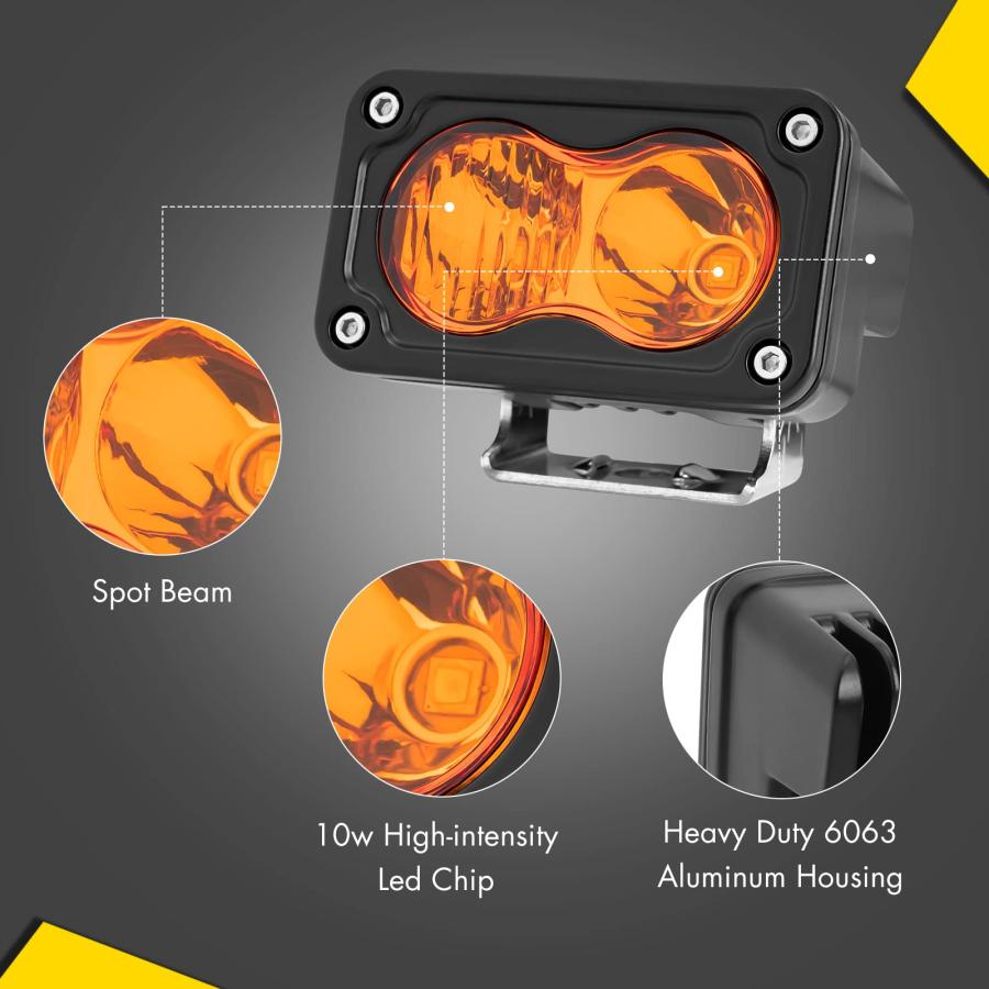 【並行輸入品】ANGU OFFROAD アンバー LED コンボ ポッドライト 2個 3インチ CREE LED フォグライト 40W イエロー_6