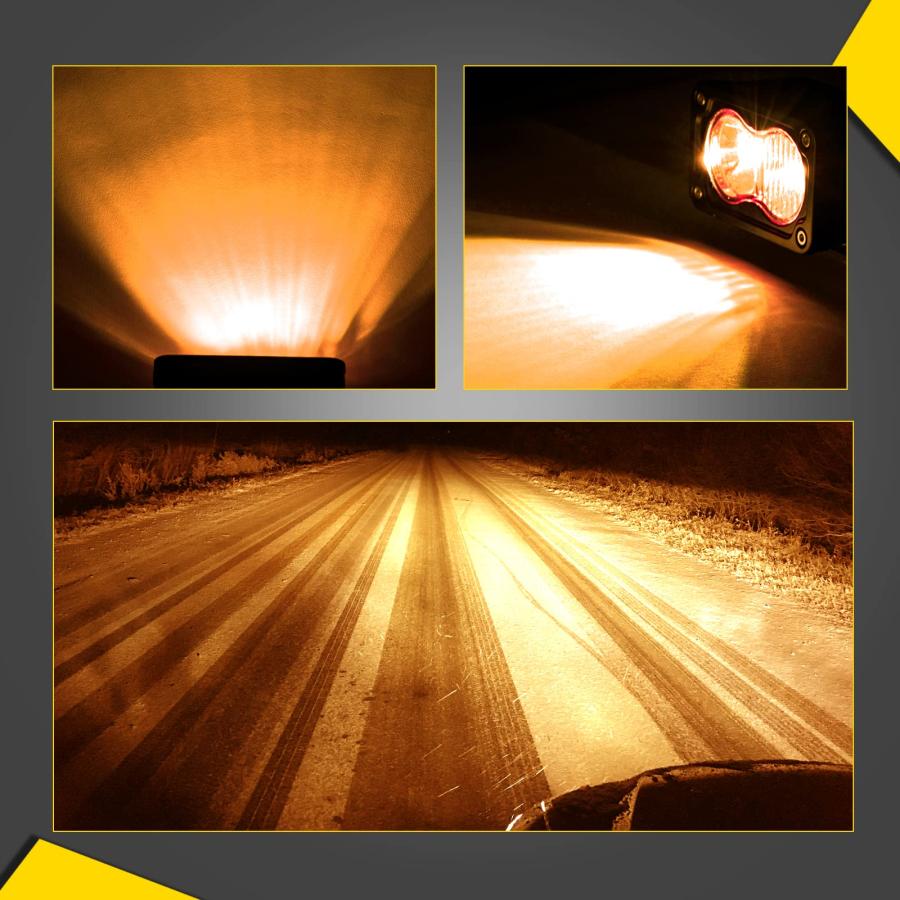 【並行輸入品】ANGU OFFROAD アンバー LED コンボ ポッドライト 2個 3インチ CREE LED フォグライト 40W イエロー_9