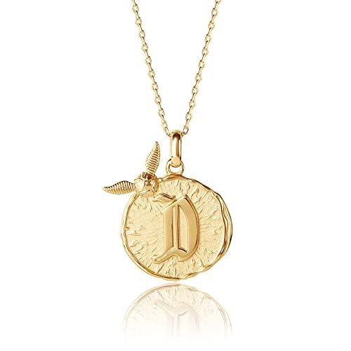 【並行輸入品】ハリー・ポッター ウィザーディング・ワールド ゴールデンスニッチ イニシャルペンダントネックレス 金メッキ 18インチ 選べる文字の画像