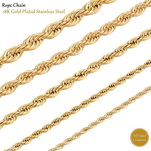 【並行輸入品】INFINIQUE CREATIONS 18K Gold Plated Stainless Steel Rope Chain Bの画像