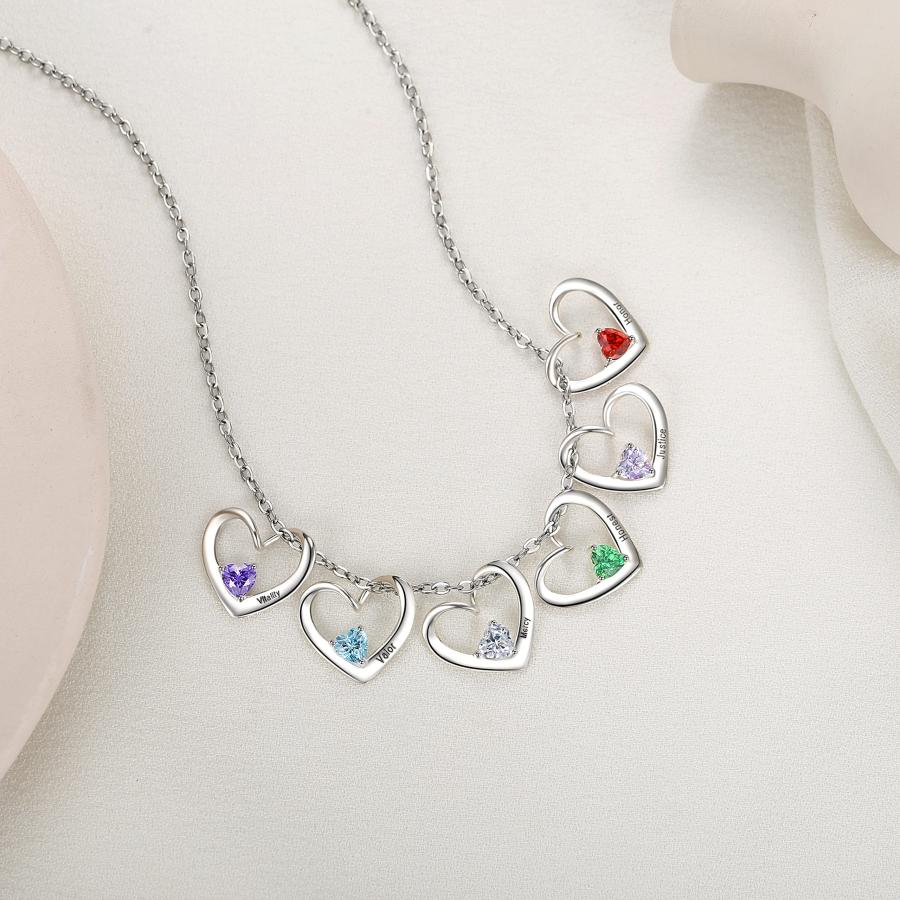 【並行輸入品】6 Names Personalized Necklace Genealogy Birthstone Women's Neckl_9