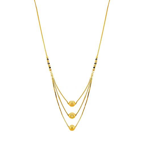 【並行輸入品】Zeneme Jewellery 金メッキ 4つのマンガルスートラ タンマニヤ ナラプサルネックレスペンダント ブラックビーズ ゴ_3