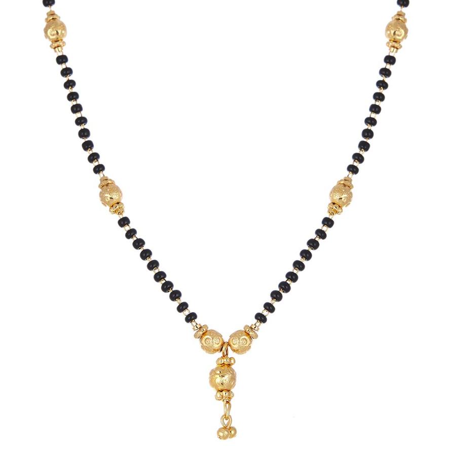 【並行輸入品】Zeneme Jewellery 金メッキ 4つのマンガルスートラ タンマニヤ ナラプサルネックレスペンダント ブラックビーズ ゴ_8