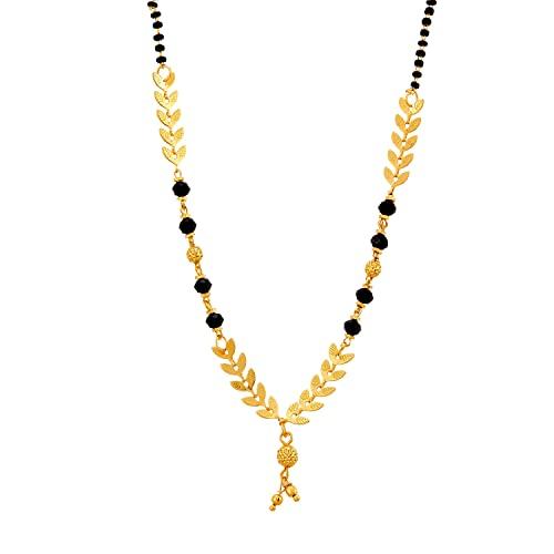 【並行輸入品】Zeneme Jewellery 金メッキ 4つのマンガルスートラ タンマニヤ ナラプサルネックレスペンダント ブラックビーズ ゴ_9