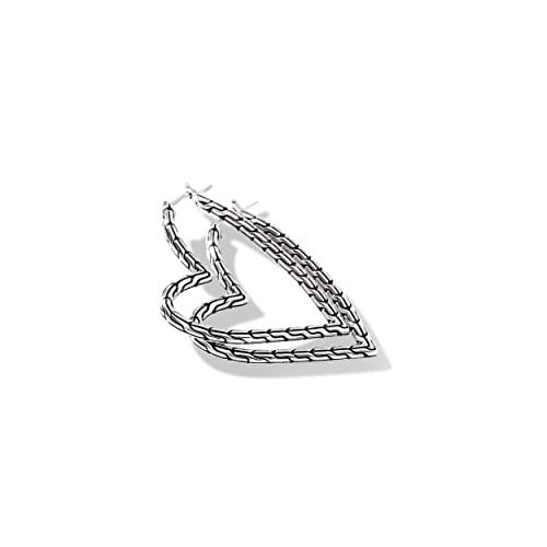 【並行輸入品】クラシックチェーン Manah シルバーフープイヤリング (長さ39.5mm), 金属, 宝石なし Classic Chain Mの画像