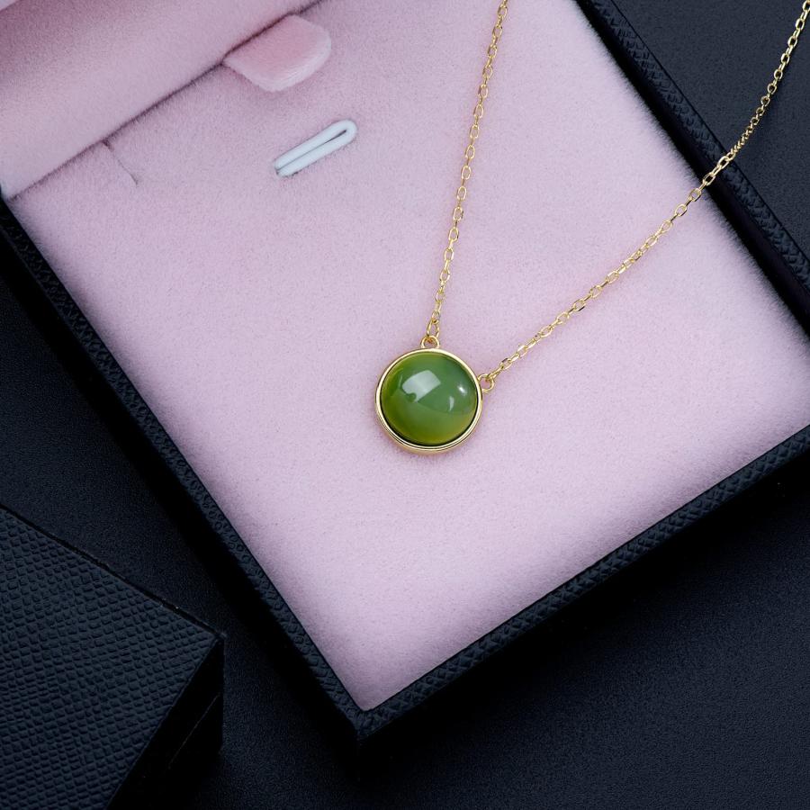 【並行輸入品】翡翠ネックレス レディース スターリングシルバー 天然リアルグリーン翡翠サークルペンダントネックレス 母親へのギフト 母の日に,の画像