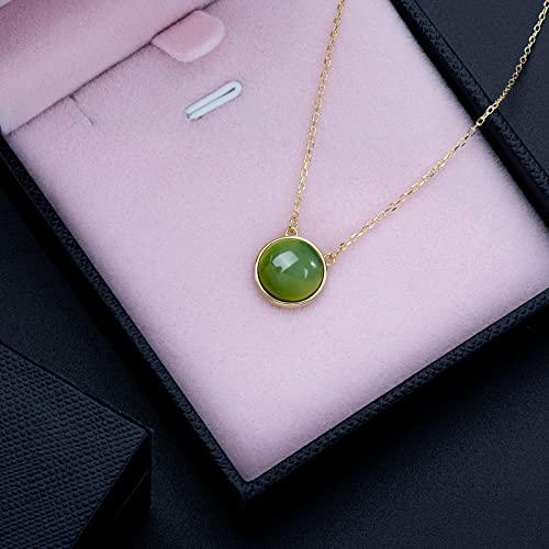 【並行輸入品】翡翠ネックレス レディース スターリングシルバー 天然リアルグリーン翡翠サークルペンダントネックレス 母親へのギフト 母の日に,の画像