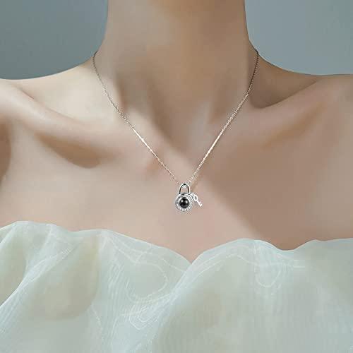 【並行輸入品】Jinlinjew Personalized Lock Necklace for Women Custom Photo Name_7