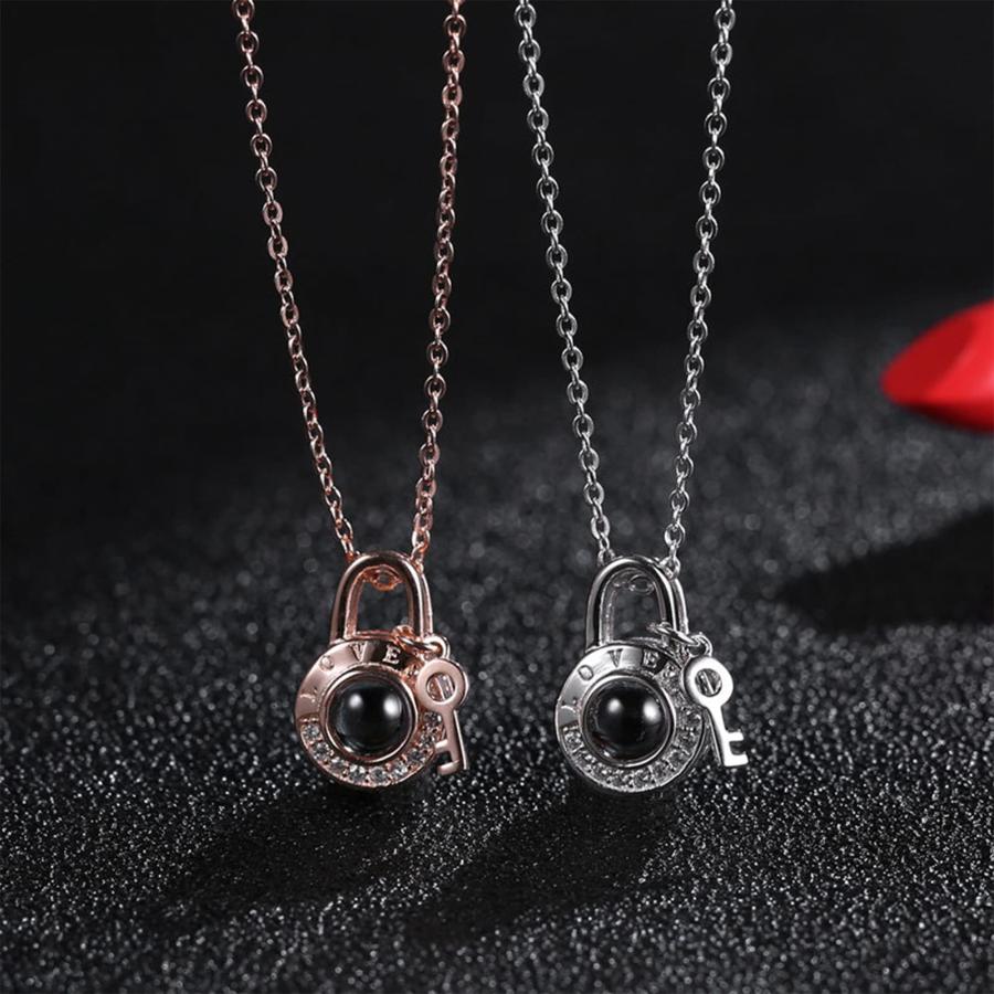 【並行輸入品】Jinlinjew Personalized Lock Necklace for Women Custom Photo Name_9