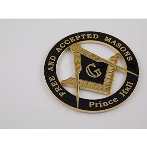 【並行輸入品】Free and Accepted Masons Prince Hall Black Masonic Emblem 3\" Metの画像
