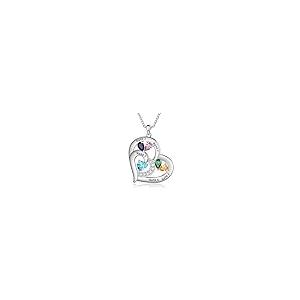 【並行輸入品】Jewelstruck パーソナライズ ラブハートペンダントネックレス 1~6個の名前の刻印 誕生石ネックレス レディース 母 妻