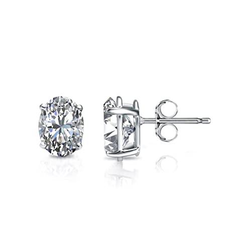 【並行輸入品】Mois 4 CT Oval Colorless Moissanite Engagement Earring, Wedding/の画像