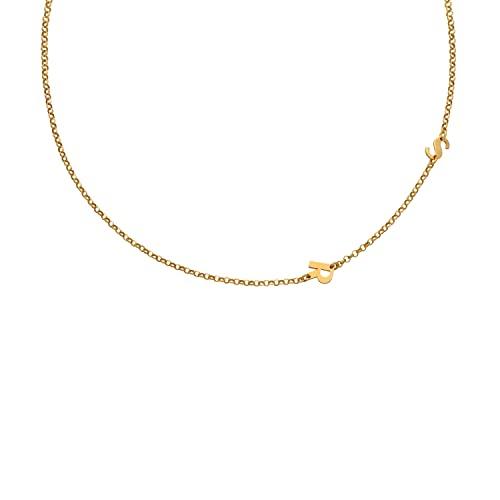 【並行輸入品】Oak&Luna ミニイニシャルチョーカー 上品なネックレス/スターリングシルバー/ゴールドメッキ/ローズゴールドメッキ/ゴー_1