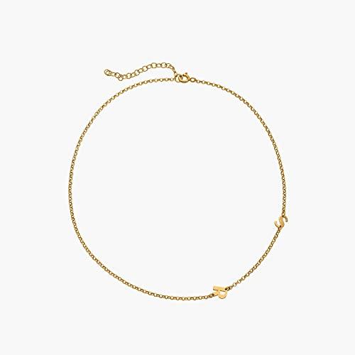 【並行輸入品】Oak&Luna ミニイニシャルチョーカー 上品なネックレス/スターリングシルバー/ゴールドメッキ/ローズゴールドメッキ/ゴー_4
