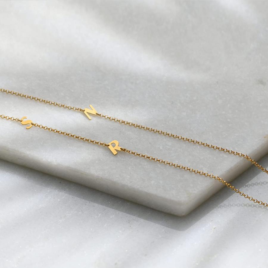【並行輸入品】Oak&Luna ミニイニシャルチョーカー 上品なネックレス/スターリングシルバー/ゴールドメッキ/ローズゴールドメッキ/ゴー_9