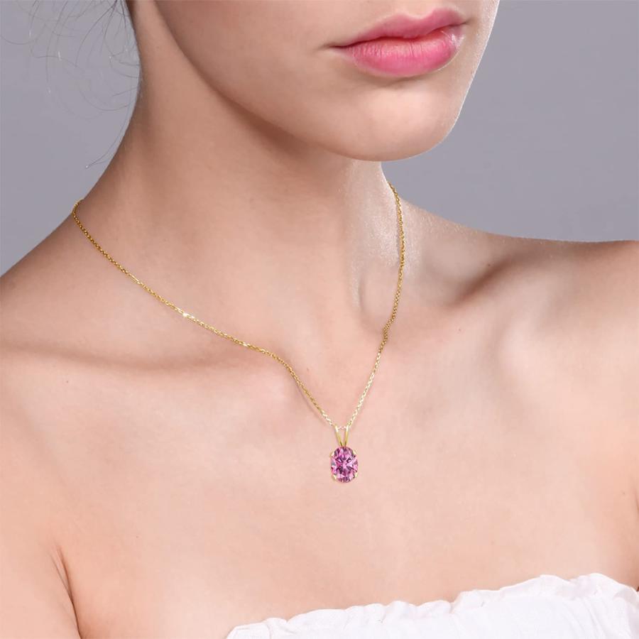【並行輸入品】[Gem Stone King] 1.38カラット ピンク モアサナイト ネックレス レディース 14金 イエローゴールド K14の画像