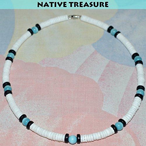 【並行輸入品】Native Treasure 16インチ メンズ/レディース ホワイトクラムハイシェプカシェルネックレス ブルーキャットアイ ブ_4