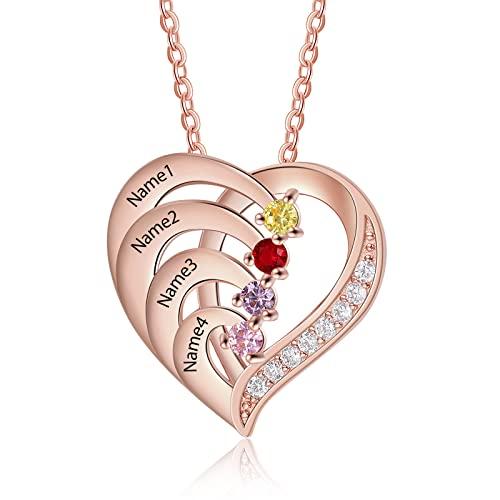 【並行輸入品】Jeweidea Personalized Heart Necklace with 2 4 Simulated Birthsto_1