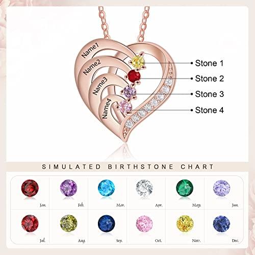【並行輸入品】Jeweidea Personalized Heart Necklace with 2 4 Simulated Birthsto_4