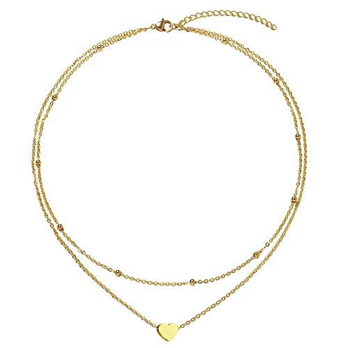 【並行輸入品】10K/14K/18Kゴールドイニシャルネックレス レディース ガールズ ソリッドゴールドレイヤードレターペンダントチェーンネックの画像