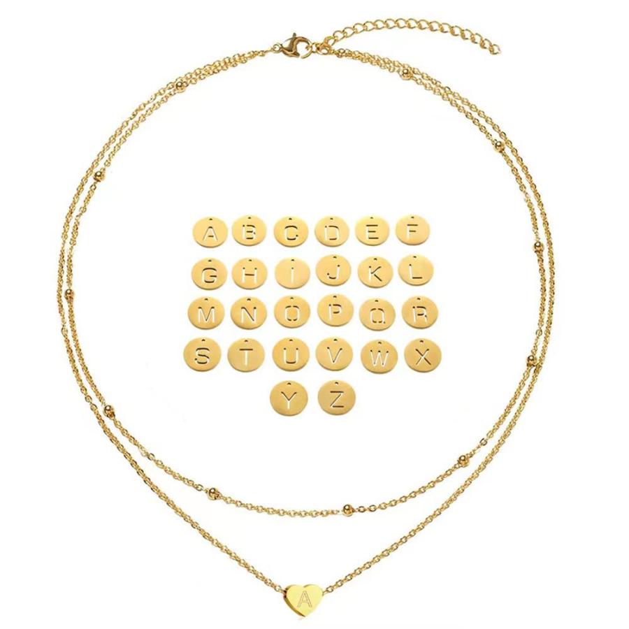【並行輸入品】10K/14K/18Kゴールドイニシャルネックレス レディース ガールズ ソリッドゴールドレイヤードレターペンダントチェーンネックの画像