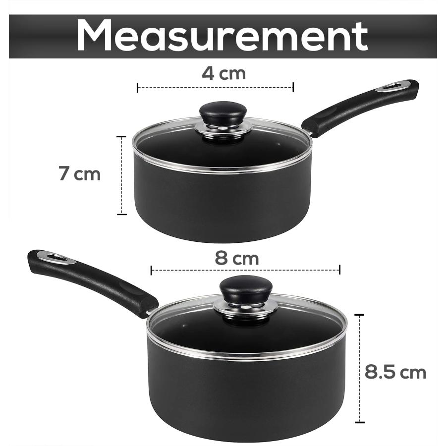【並行輸入品】Utopia Kitchen ノンスティックソースパンセット   1クォートと2クォートソースパンセット 蓋付き   多目的ポット_3