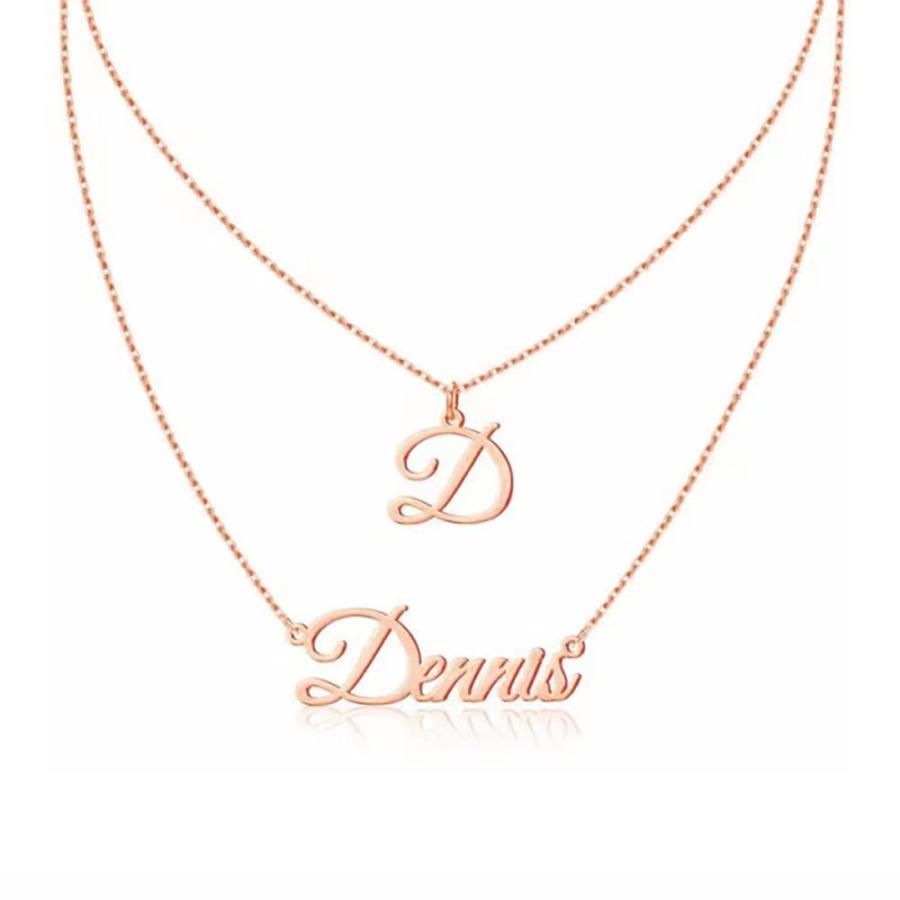 【並行輸入品】Solid Gold 10K/14K/18K Layered Name Necklace for Women Personaliの画像