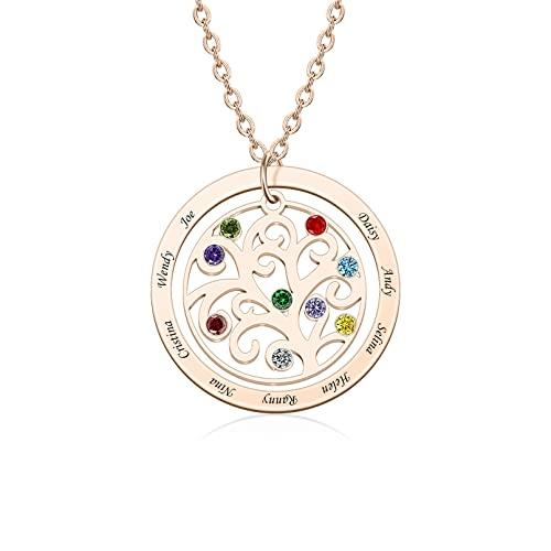 【並行輸入品】生命の樹ネックレス ファミリーツリー 誕生石ネックレス 名前入りネックレス 祖母ネックレス 1~11の人工誕生石ネックレス 女性用_4