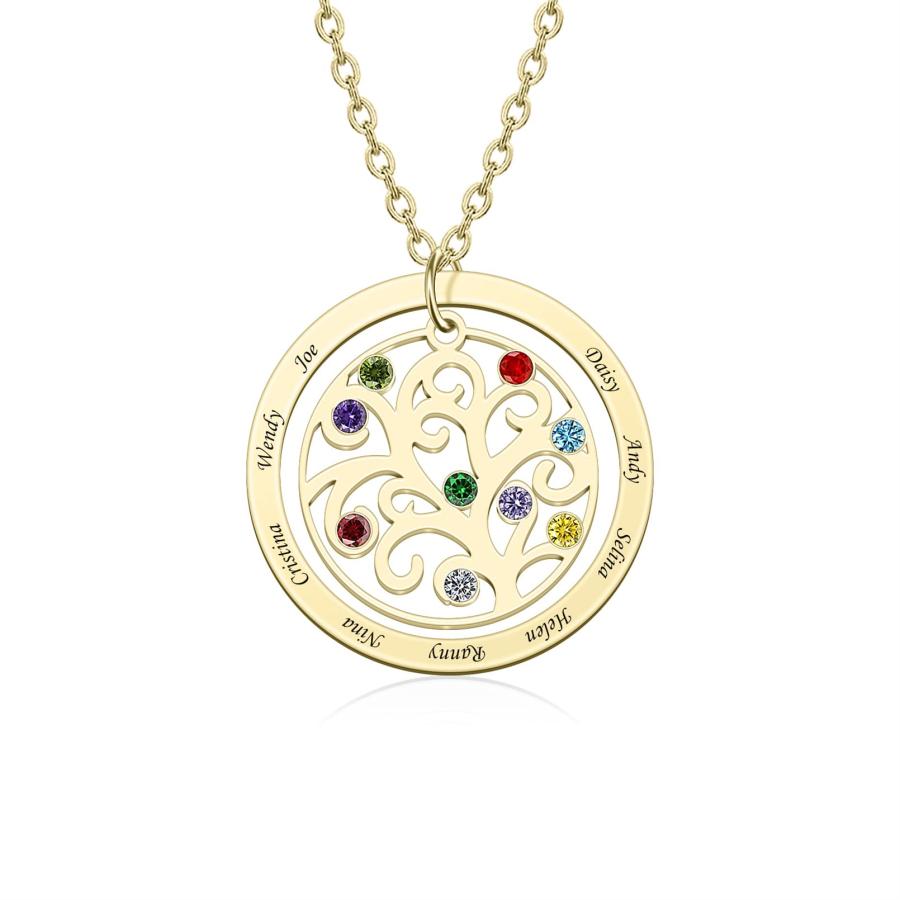 【並行輸入品】生命の樹ネックレス ファミリーツリー 誕生石ネックレス 名前入りネックレス 祖母ネックレス 1~11の人工誕生石ネックレス 女性用_6