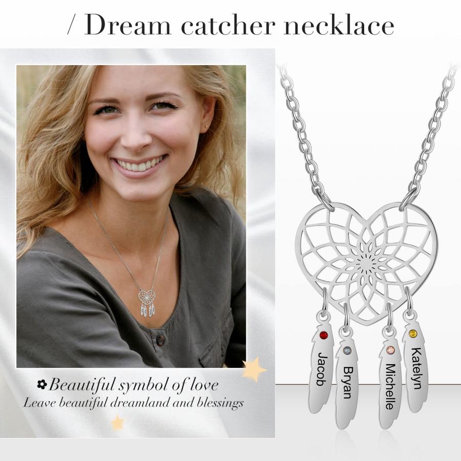 【並行輸入品】Joyforisa Personalized Necklace Simulated Birthstone Dream Catch