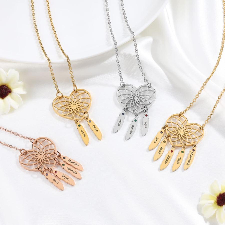 【並行輸入品】Joyforisa Personalized Necklace Simulated Birthstone Dream Catch